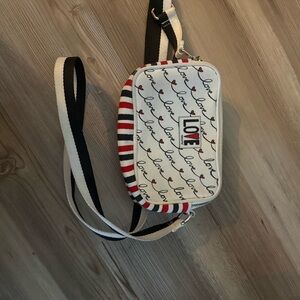 Brighton Love Script Crossbody Bag - Black, White, Red